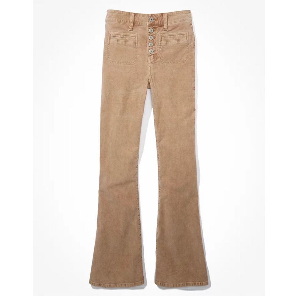 AMERICAN EAGLE Stretch Corduroy Super High-Waisted Plus Size Flare Pants Sz 18 - Picture 1 of 10